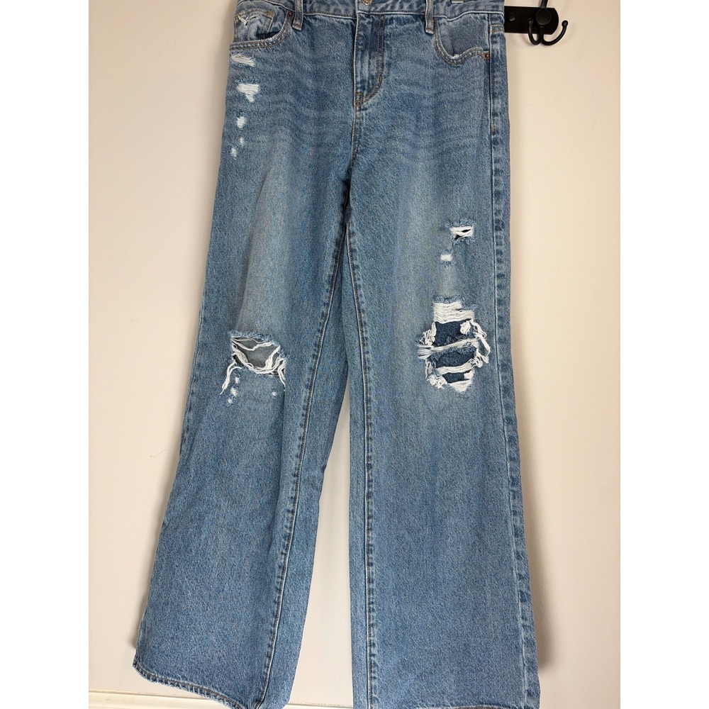 PacSun Distressed Wide Leg Jeans Light Wash Ripped Denim 28